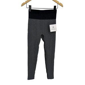 Whisper active ribbed leggings M black gray yoga